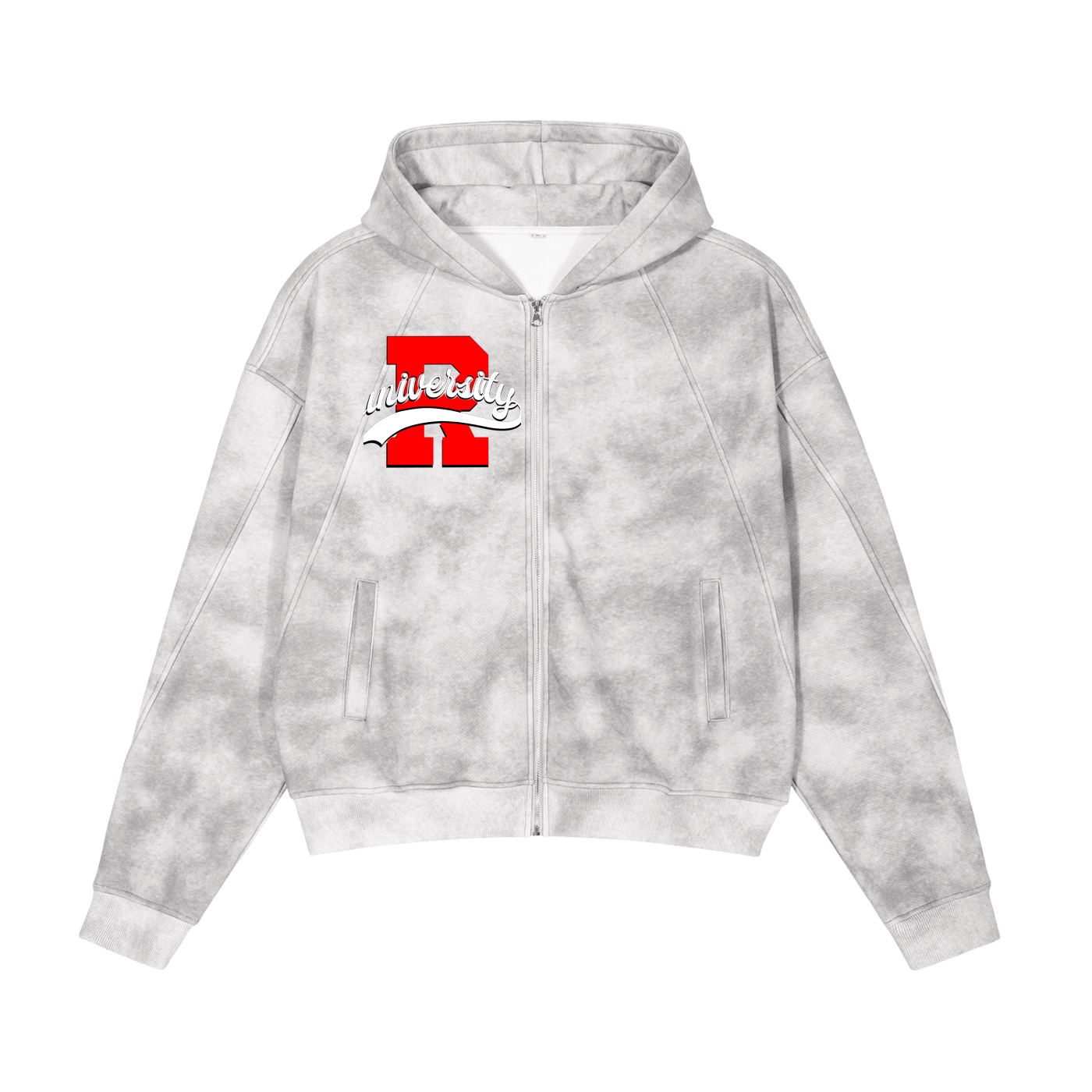 Dirty Washed Boxy Zip-up Fleece Hoodie image 2
